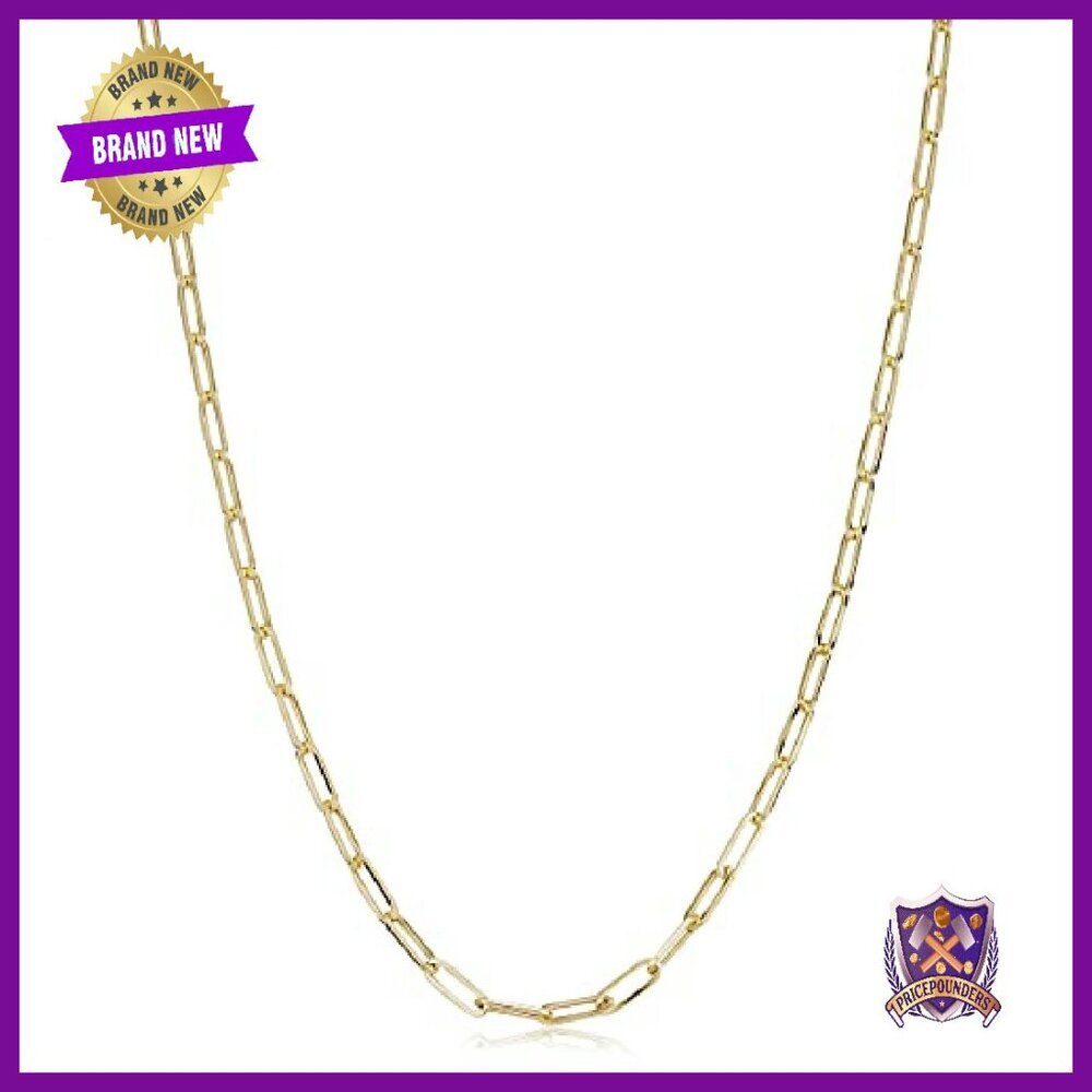 10k Gold Paperclip Necklace 16" Oval Link Chain Lobster Clasp - Picture 2 of 7